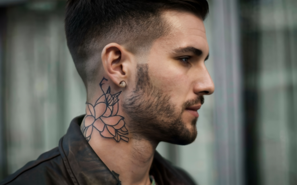 male behind ear tattoos