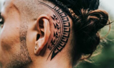 male behind the ear tattoo cover