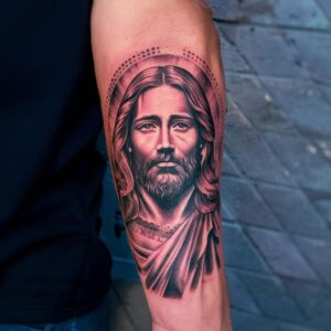 Jesus Forearm Tattoos 2