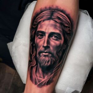 Jesus Forearm Tattoos 7