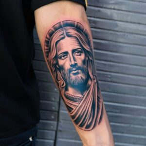 Jesus Forearm Tattoos 8