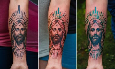 Jesus forearm tattoo