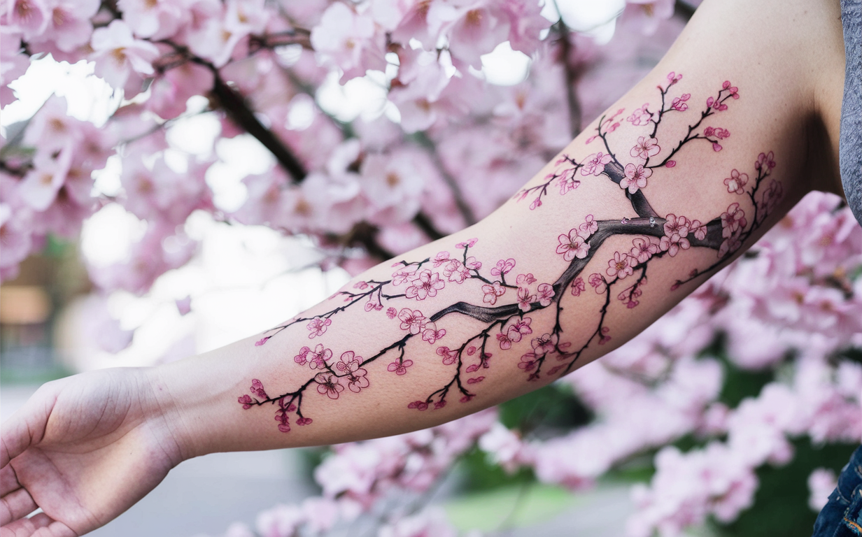 cherry blossom on forearm