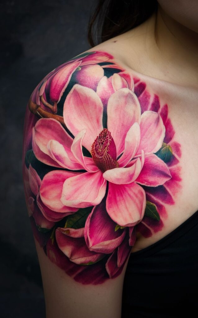 magnolia flower tattoo female