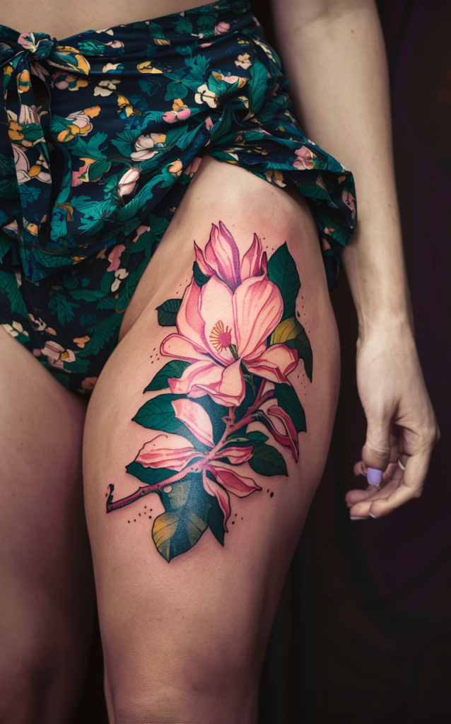 magnolia flower tattoo female