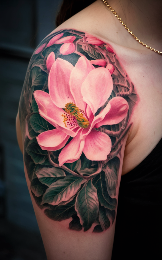 magnolia flower tattoo female