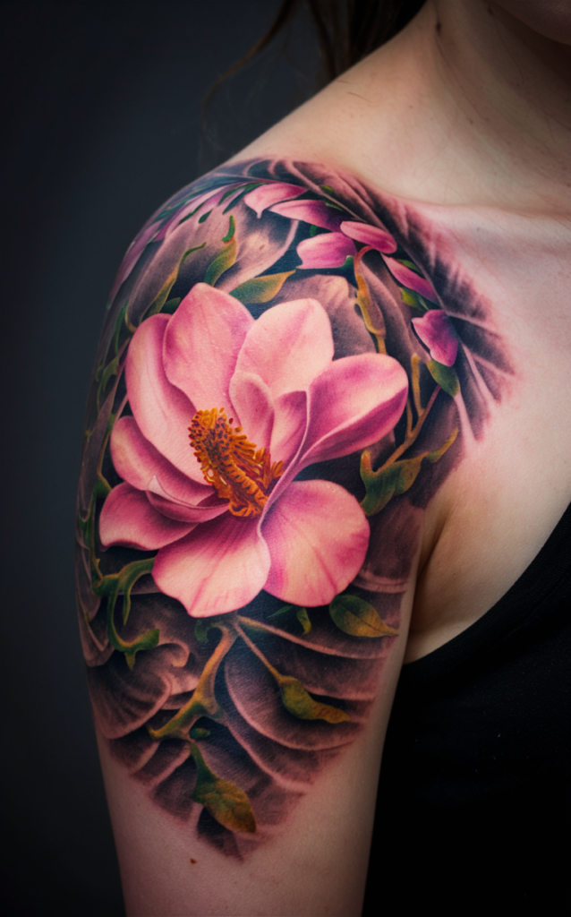 magnolia flower tattoo female