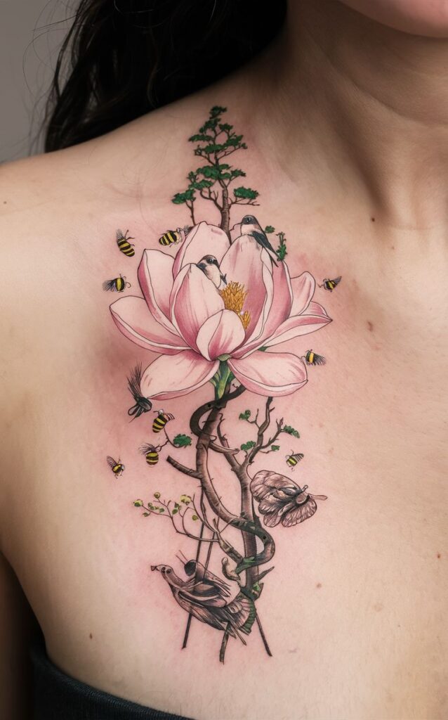 magnolia flower tattoo female