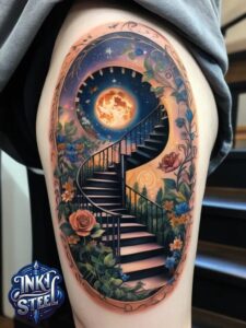 Stairway to heaven Tattoo Female - Stairway to heaven tattoos small - Stairway to heaven tattoo Ideas - Stairway to heaven tattoo Stencil - Stairway to Heaven tattoo Half Sleeve - Stairway to Heaven Tattoo Forearm