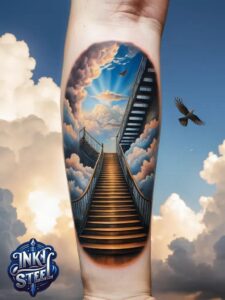 Stairway to heaven Tattoo Female - Stairway to heaven tattoos small - Stairway to heaven tattoo Ideas - Stairway to heaven tattoo Stencil - Stairway to Heaven tattoo Half Sleeve - Stairway to Heaven Tattoo Forearm