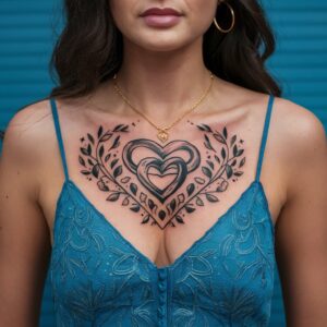 Artistry Female Chest Tattoos 7