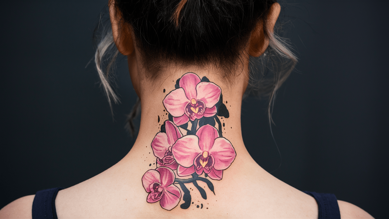 Watercolor Orchid Tattoo Ideas for female