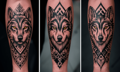 geometric wolf tattoo Ideas for female