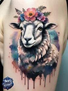 Sheep tattoos for females - Sheep tattoo men - Sheep tattoo Ideas - Cute sheep tattoo - Black sheep tattoo - Sheep tattoo small