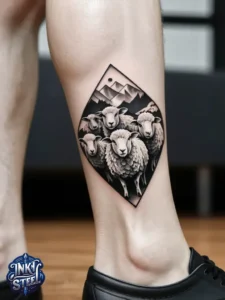 Sheep tattoos for females - Sheep tattoo men - Sheep tattoo Ideas - Cute sheep tattoo - Black sheep tattoo - Sheep tattoo small