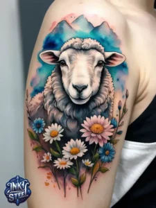 Sheep tattoos for females - Sheep tattoo men - Sheep tattoo Ideas - Cute sheep tattoo - Black sheep tattoo - Sheep tattoo small