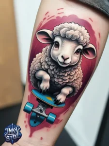 Sheep tattoos for females - Sheep tattoo men - Sheep tattoo Ideas - Cute sheep tattoo - Black sheep tattoo - Sheep tattoo small