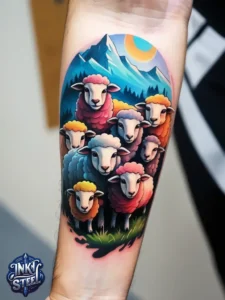 Sheep tattoos for females - Sheep tattoo men - Sheep tattoo Ideas - Cute sheep tattoo - Black sheep tattoo - Sheep tattoo small