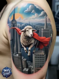 Sheep tattoos for females - Sheep tattoo men - Sheep tattoo Ideas - Cute sheep tattoo - Black sheep tattoo - Sheep tattoo small