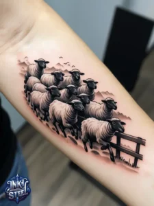 Sheep tattoos for females - Sheep tattoo men - Sheep tattoo Ideas - Cute sheep tattoo - Black sheep tattoo - Sheep tattoo small