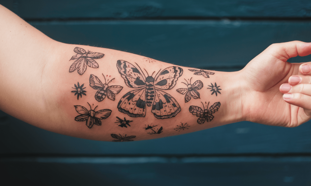 trad moth tattoo Ideas