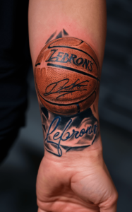 LeBron tattoos arm - LeBron tattoos back - LeBron James' tattoos high School - LeBron tattoos meaning - lebron james hand tattoo - LeBron tattoo lion