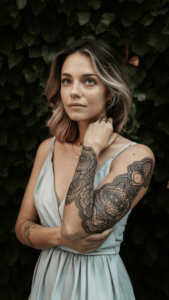 Female half sleeve tattoos - Female classy half sleeve tattoo - Classy female sleeve tattoos - Unique sleeve tattoos for females - Women sleeve tattoos with meaning - Cute sleeve tattoos for females