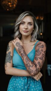 Female half sleeve tattoos - Female classy half sleeve tattoo - Classy female sleeve tattoos - Unique sleeve tattoos for females - Women sleeve tattoos with meaning - Cute sleeve tattoos for females