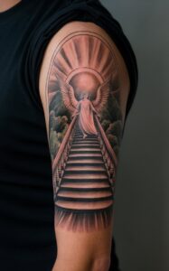 Stairway to heaven tattoo small - Stairway to heaven tattoo half sleeve- Stairway to heaven tattoo meaning - Stairway to heaven tattoo female - Stairway to heaven tattoo Forearm - Stairway to heaven tattoo inner Arm