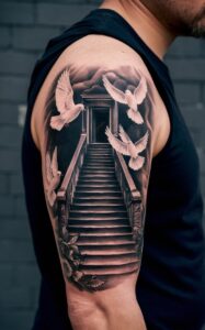 Stairway to heaven tattoo small - Stairway to heaven tattoo half sleeve- Stairway to heaven tattoo meaning - Stairway to heaven tattoo female - Stairway to heaven tattoo Forearm - Stairway to heaven tattoo inner Arm