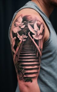 Stairway to heaven tattoo small - Stairway to heaven tattoo half sleeve- Stairway to heaven tattoo meaning - Stairway to heaven tattoo female - Stairway to heaven tattoo Forearm - Stairway to heaven tattoo inner Arm