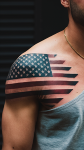 American flag shoulder tattoos men American flag shoulder tattoos male American flag tattoo black and white American flag shoulder tattoos for guys American flag shoulder tattoos meaning American flag tattoos