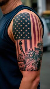 American flag shoulder tattoos men American flag shoulder tattoos male American flag tattoo black and white American flag shoulder tattoos for guys American flag shoulder tattoos meaning American flag tattoos