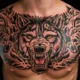 Werewolf chest tattoo