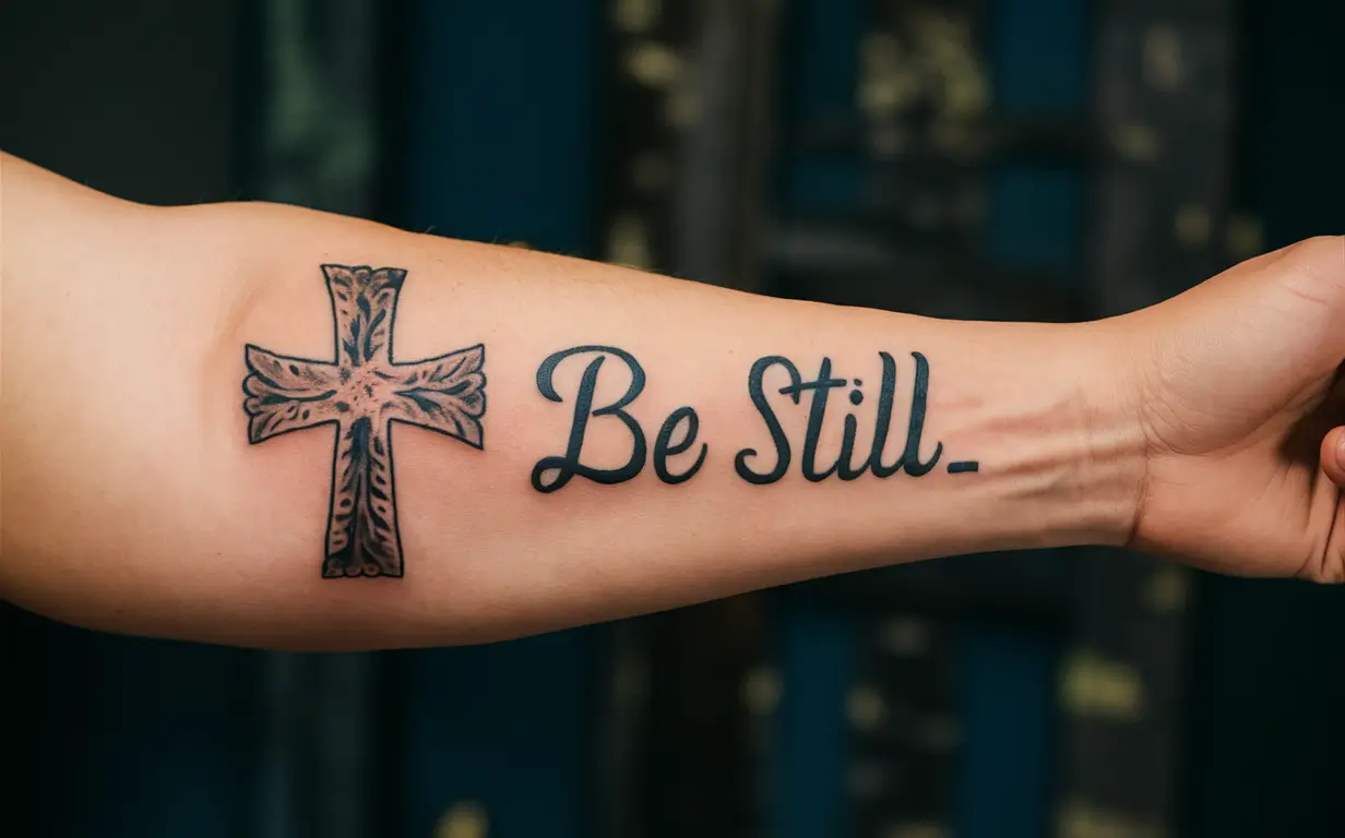 Be Still Tattoo with Cross