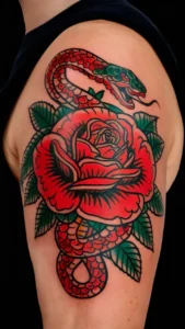 Snake and rose tattoo meaning Snake and rose tattoos small Snake and rose tattoos on hand Snake and rose tattoo men Snake and rose tattoo meaning on a woman Snake and rose tattoos simple