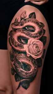 Snake and rose tattoo meaning Snake and rose tattoos small Snake and rose tattoos on hand Snake and rose tattoo men Snake and rose tattoo meaning on a woman Snake and rose tattoos simple