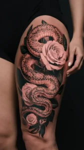 Snake and rose tattoo meaning Snake and rose tattoos small Snake and rose tattoos on hand Snake and rose tattoo men Snake and rose tattoo meaning on a woman Snake and rose tattoos simple