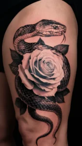 Snake and rose tattoo meaning Snake and rose tattoos small Snake and rose tattoos on hand Snake and rose tattoo men Snake and rose tattoo meaning on a woman Snake and rose tattoos simple