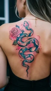 Snake and rose tattoo meaning Snake and rose tattoos small Snake and rose tattoos on hand Snake and rose tattoo men Snake and rose tattoo meaning on a woman Snake and rose tattoos simple