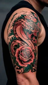 Snake and rose tattoo meaning Snake and rose tattoos small Snake and rose tattoos on hand Snake and rose tattoo men Snake and rose tattoo meaning on a woman Snake and rose tattoos simple