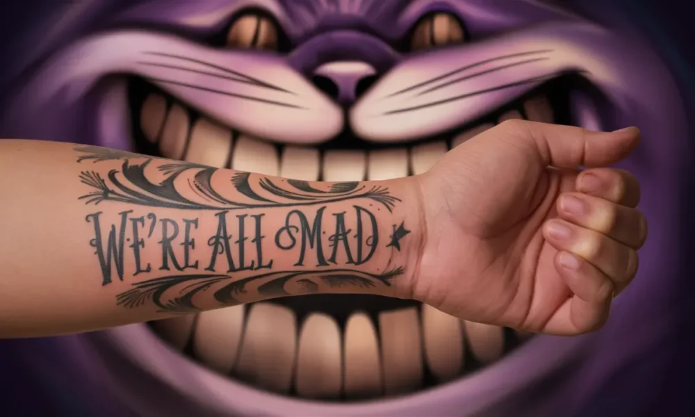 we're all mad here tattoo meaning - We're all Mad here tattoo female - we're all mad here tattoo small - we're all mad here temporary tattoo - we're all mad here cheshire cat - we're all mad here drawing