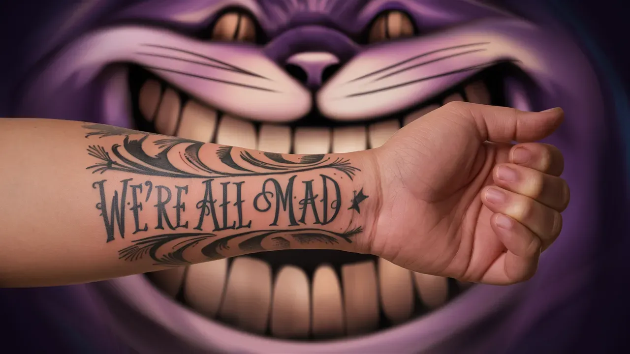 we're all mad here tattoo meaning - We're all Mad here tattoo female - we're all mad here tattoo small - we're all mad here temporary tattoo - we're all mad here cheshire cat - we're all mad here drawing