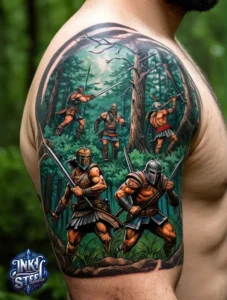 Battle royale tattoo designs - Battle royale tattoo ideas - Battle Royale tattoo meaning - Traditional battle Royale tattoo - Battle royale tattoo sleeve - Battle Royale japanese tattoo - 317 Tattoo - Tattoo specials Houston