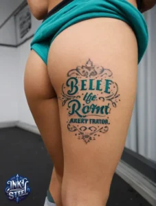 Thigh quote tattoos for females - Thigh quote tattoo men - Thigh quote Tattoos for Females with meaning - Thigh quote tattoo ideas - Thigh quote tattoo meaning - Front thigh quote tattoo