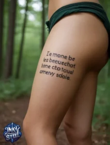 Thigh quote tattoos for females - Thigh quote tattoo men - Thigh quote Tattoos for Females with meaning - Thigh quote tattoo ideas - Thigh quote tattoo meaning - Front thigh quote tattoo