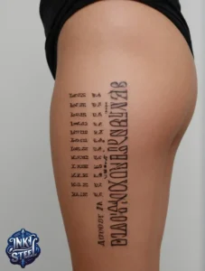 Thigh quote tattoos for females - Thigh quote tattoo men - Thigh quote Tattoos for Females with meaning - Thigh quote tattoo ideas - Thigh quote tattoo meaning - Front thigh quote tattoo