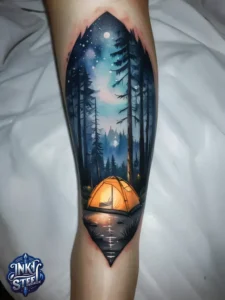 Campsite tattoos for females - Campsite tattoos for guys - Campsite tattoo meaning - Campsite tattoo small - Camping tattoo minimalist - Camping tattoos for guys