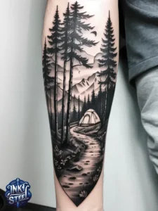 Campsite tattoos for females - Campsite tattoos for guys - Campsite tattoo meaning - Campsite tattoo small - Camping tattoo minimalist - Camping tattoos for guys