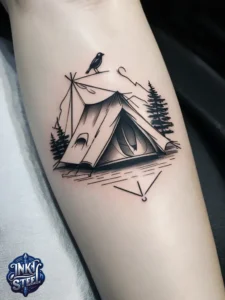 Campsite tattoos for females - Campsite tattoos for guys - Campsite tattoo meaning - Campsite tattoo small - Camping tattoo minimalist - Camping tattoos for guys